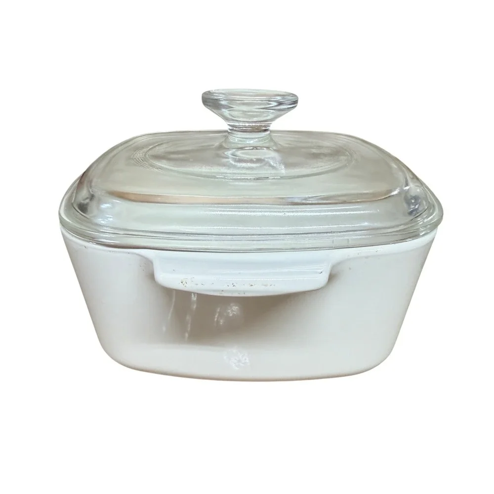 Vintage Corning Ware Abundance Casserole Dish‎ with Lid Pink Heart Floral Square